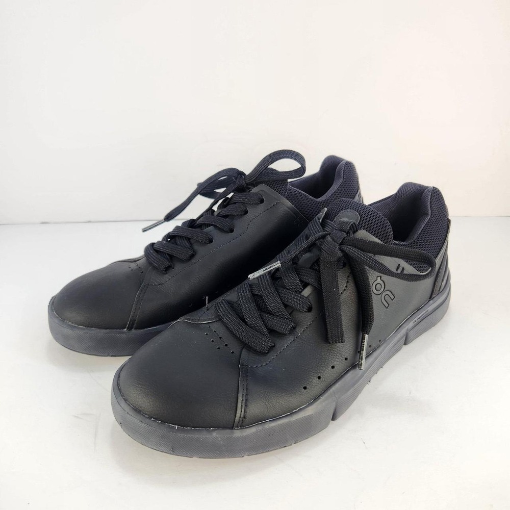 On Cloud Women's Size 8 Black Leather Lace Up Sneakers Tennis Shoes
